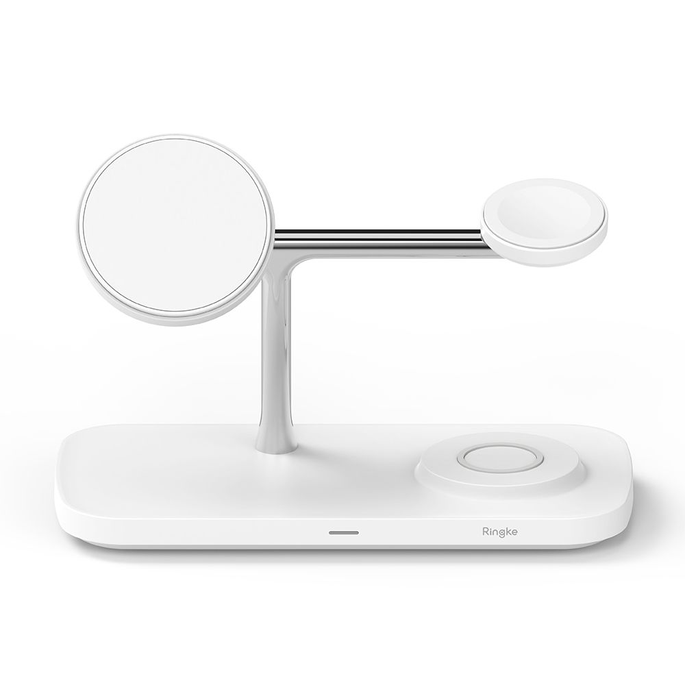 Ringke 3-i-1 Qi2 Magnetisk Trådløs Oplader - MagSafe Kompatibel - Hvid
